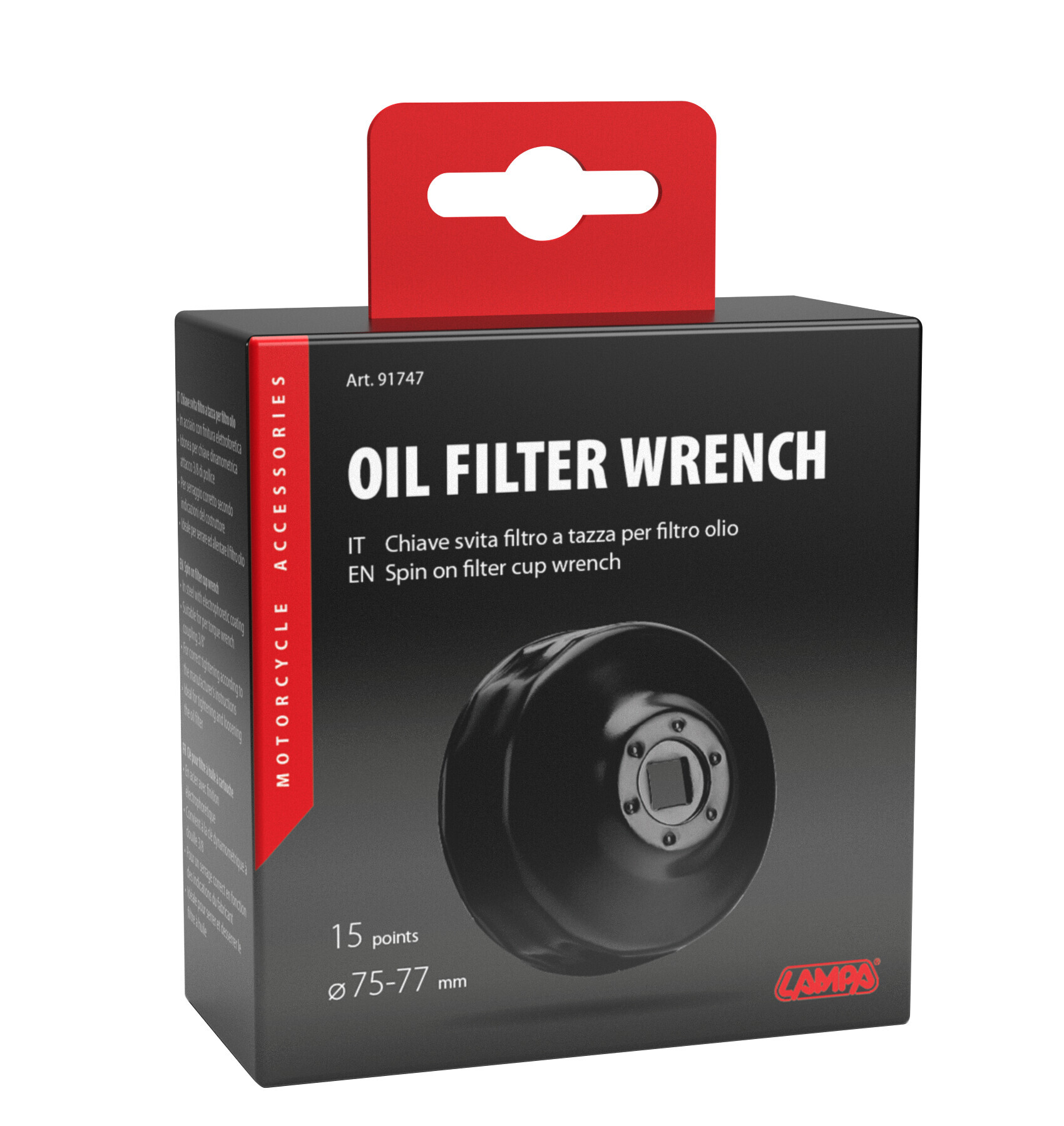 Chiave svita filtro a tazza per filtro olio per filtro Ø 75-77 mm con 15 lati - immagine 3