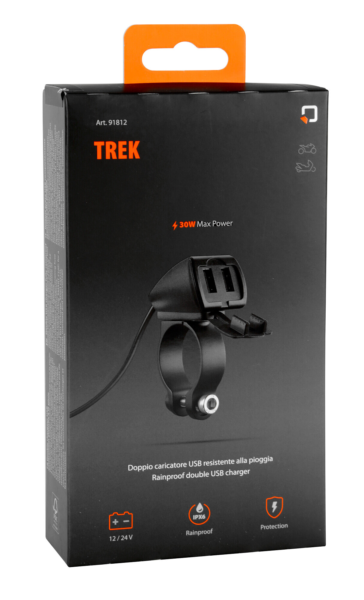 Trek, doppio caricatore usb resistente all’acqua, 3 tipi di fissaggio - 5400 mA - 30W - 12/24V - immagine 11