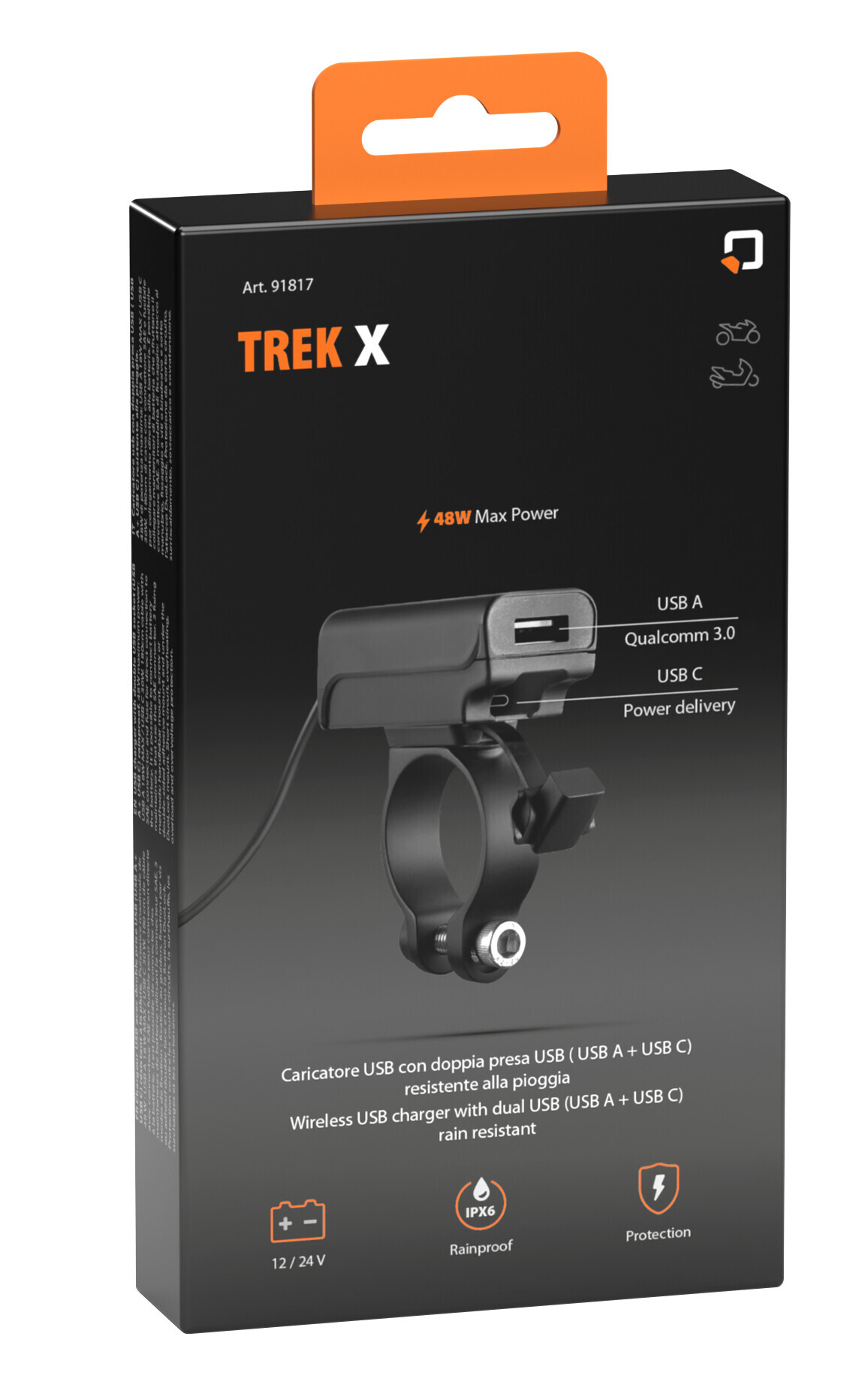 Trek X, Caricatore usb con doppia presa USB (USB A + USB C) resistente alla pioggia - immagine 15