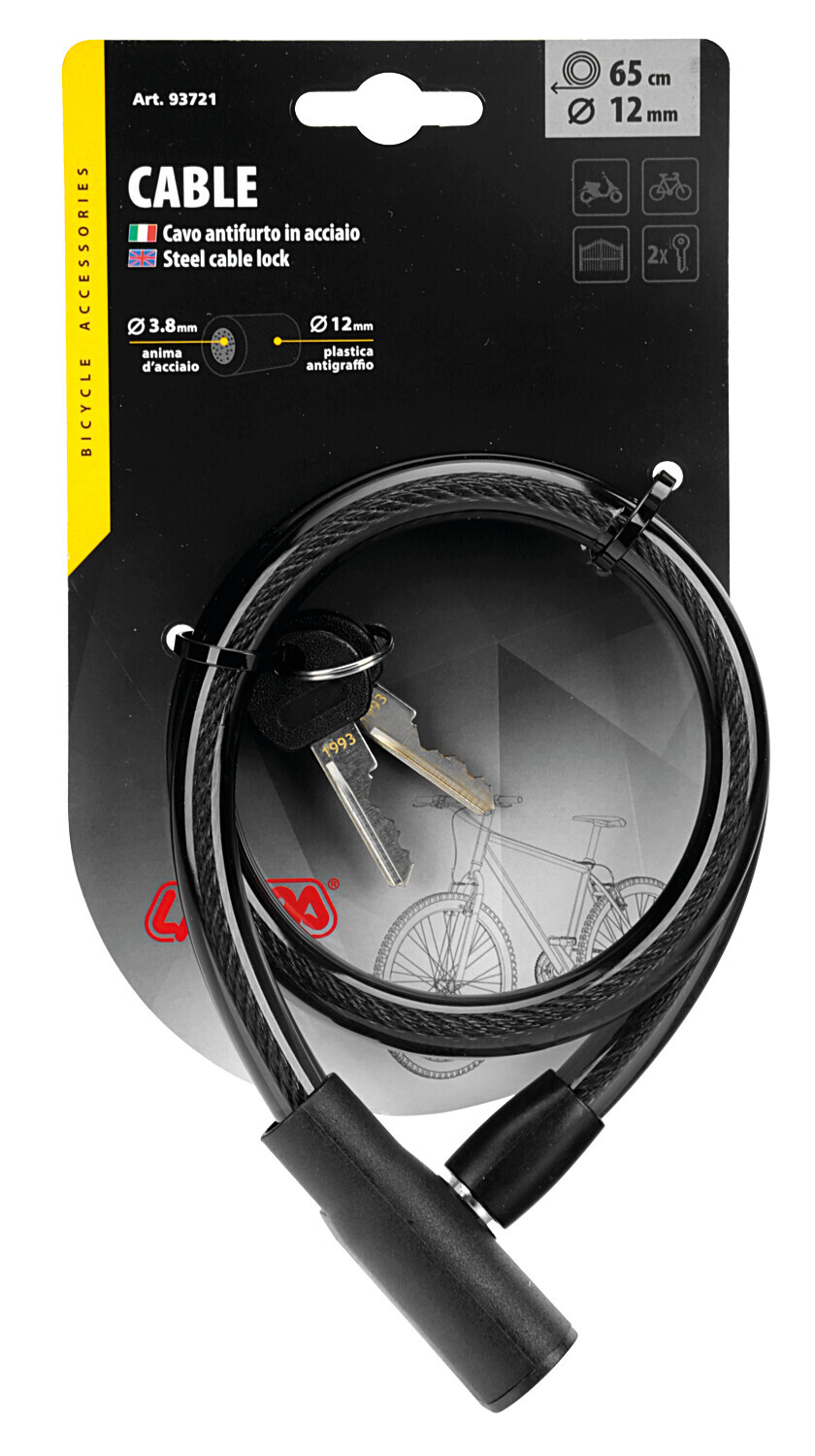 Cavo antifurto in acciaio Ø 12 mm - 65 cm - immagine 2