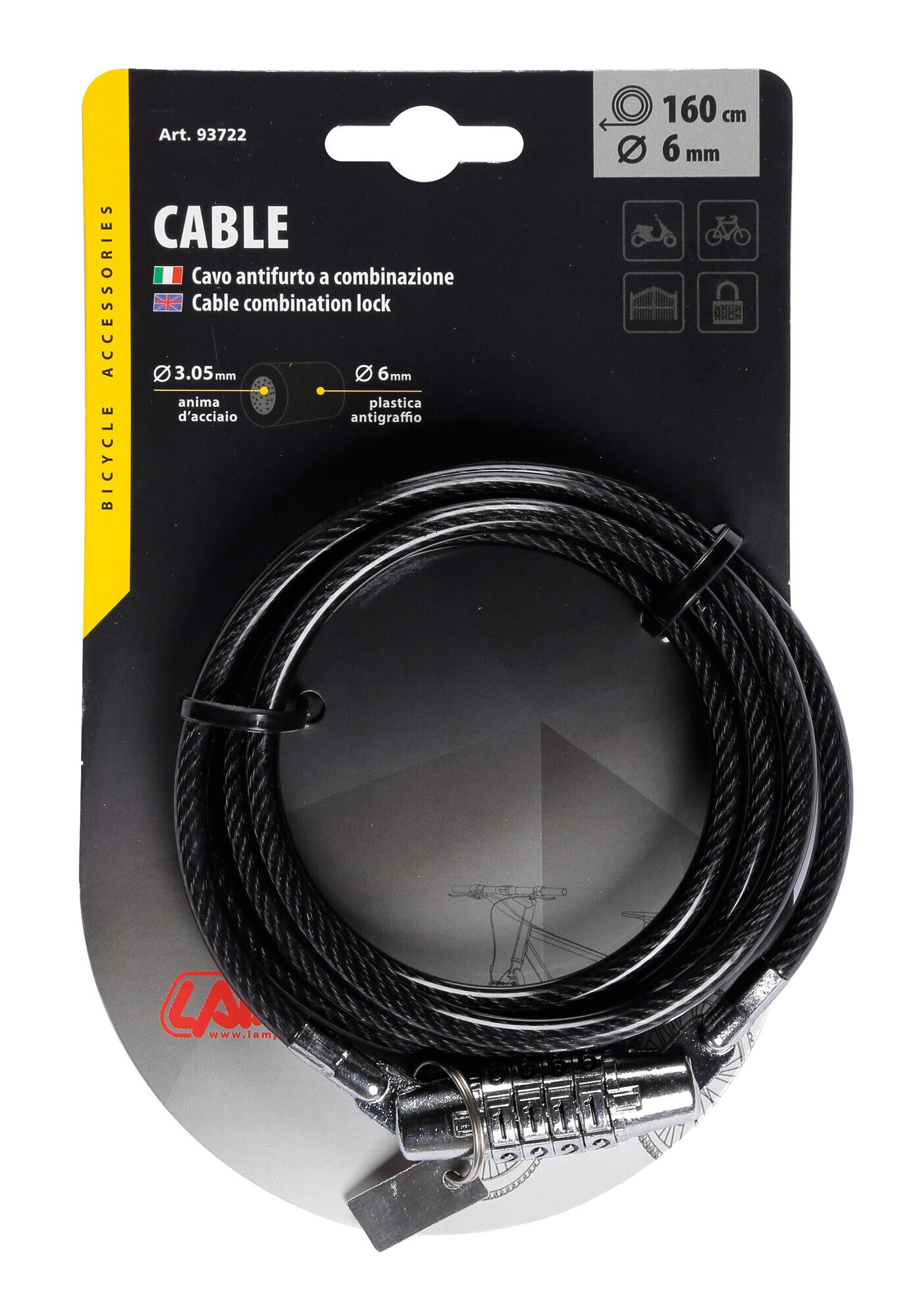 Cavo antifurto in acciaio a spirale Ø 6 mm - 160 cm - immagine 2