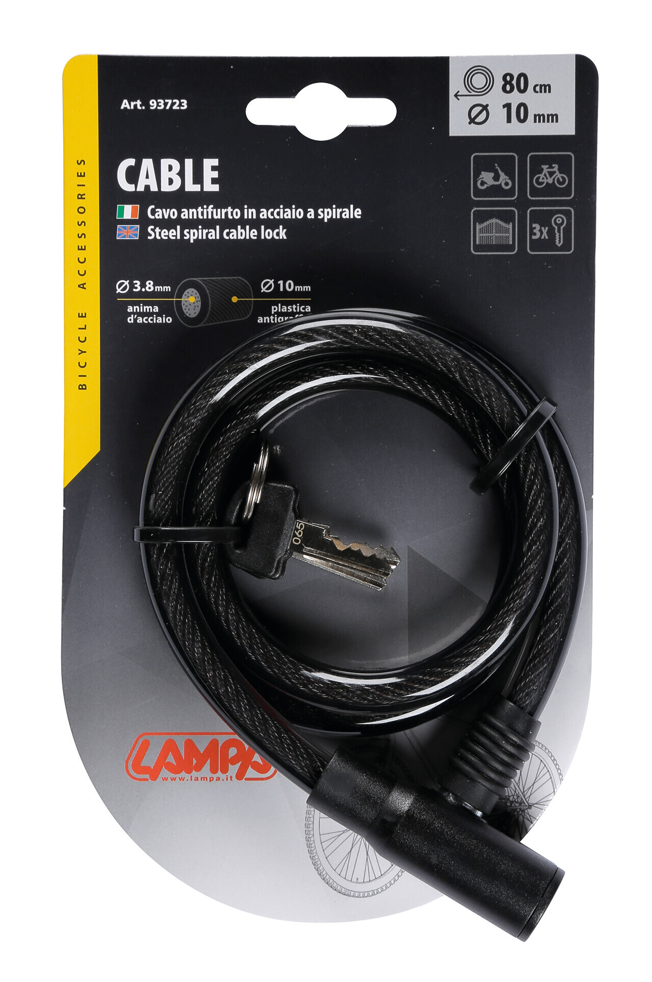 Cavo antifurto in acciaio Ø 10 mm - 80 cm - immagine 2