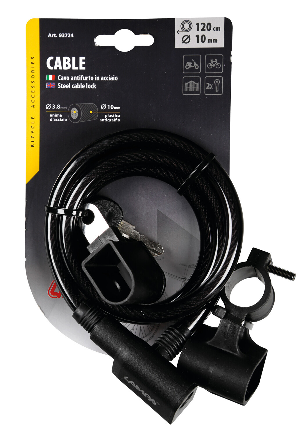 Cavo antifurto in acciaio a spirale Ø 10 mm - 120 cm - immagine 2