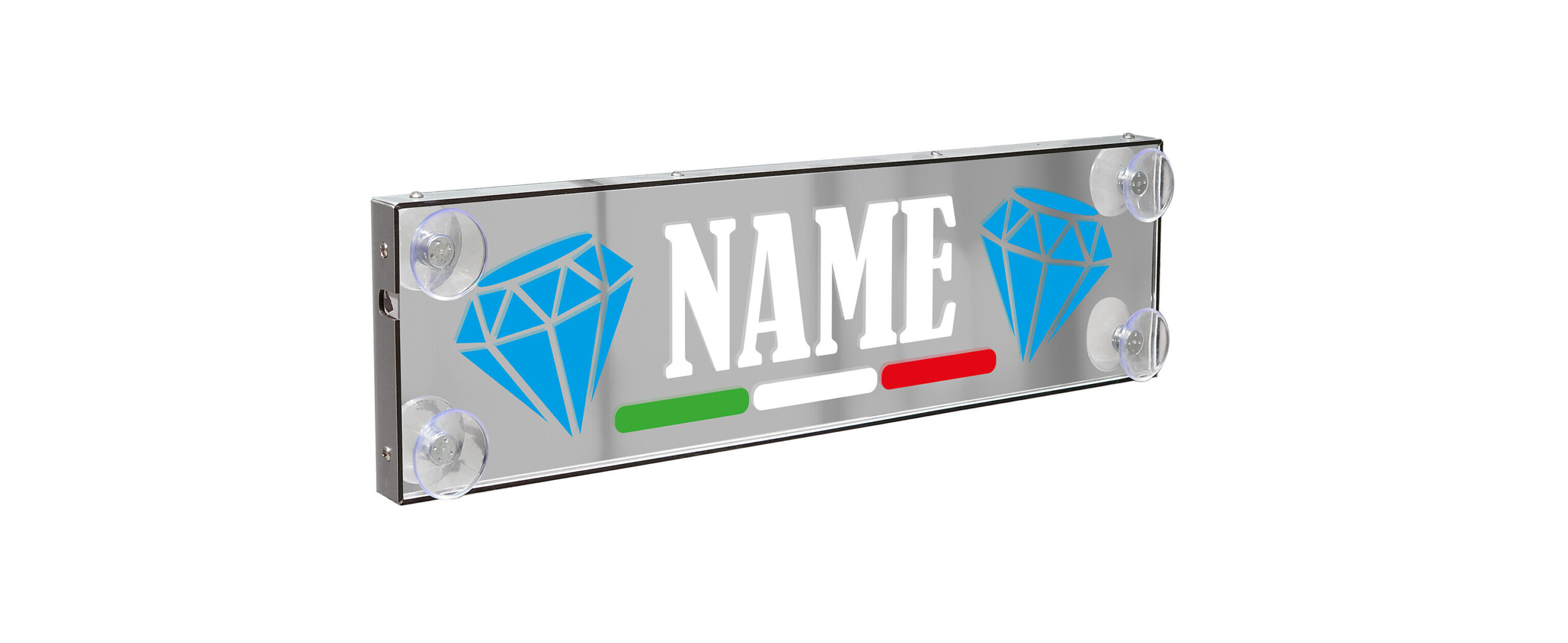 Laser Mono Flag, tabella personalizzabile a Led, 12/24V - 50x13,5 cm - 4-5 caratteri