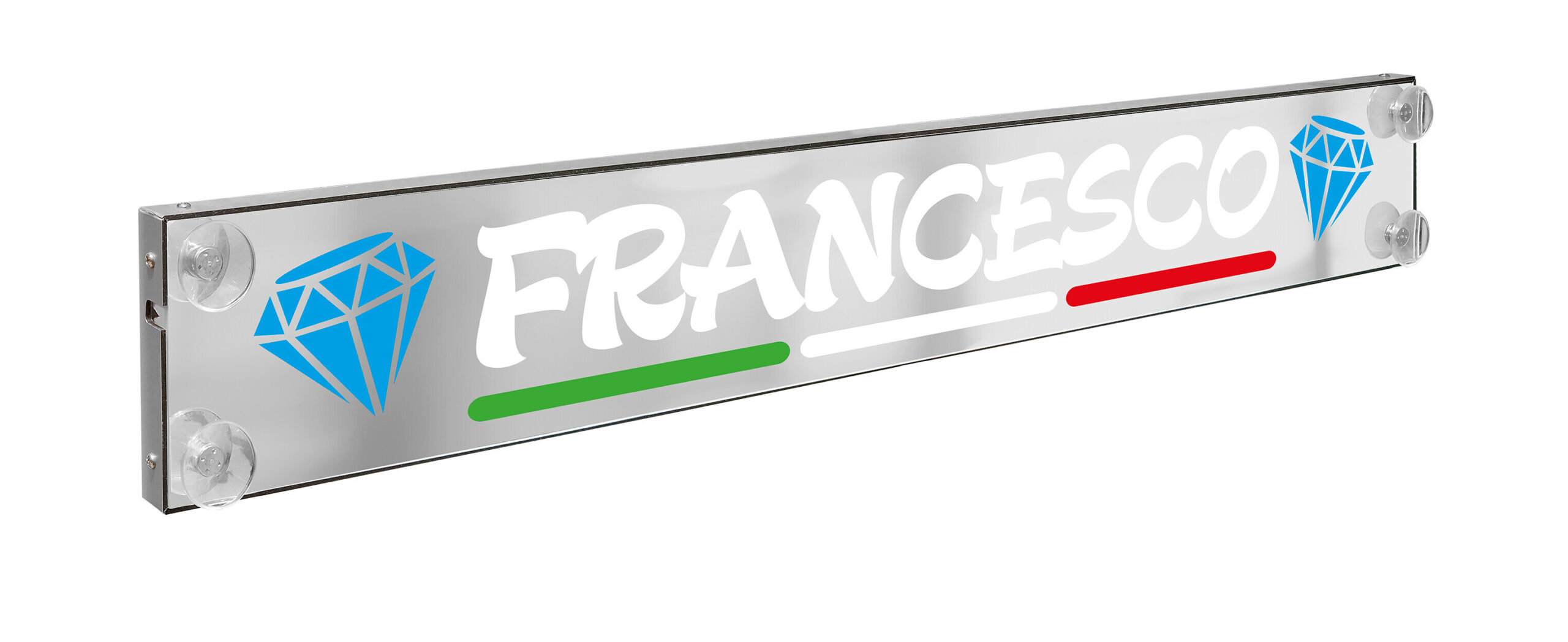 Laser Mono Flag, tabella personalizzabile a Led, 12/24V - 100x13,5 cm - 9-11 caratteri