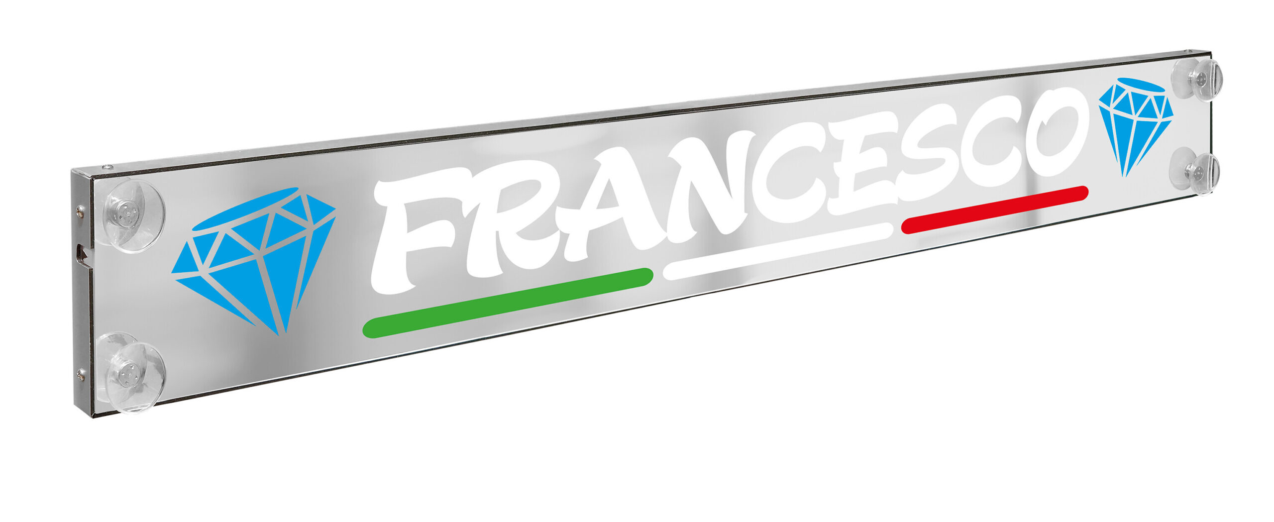 Laser Mono Flag, tabella personalizzabile a Led, 12/24V - 125x13,5 cm - 12-16 caratteri