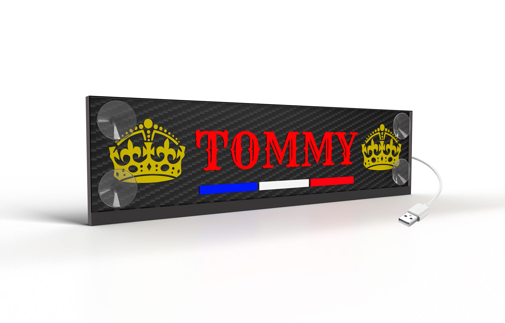 Led Mono Carbon Drive, tabella personalizzabile a Led, USB - 70x13,5 cm - 6-8 caratteri