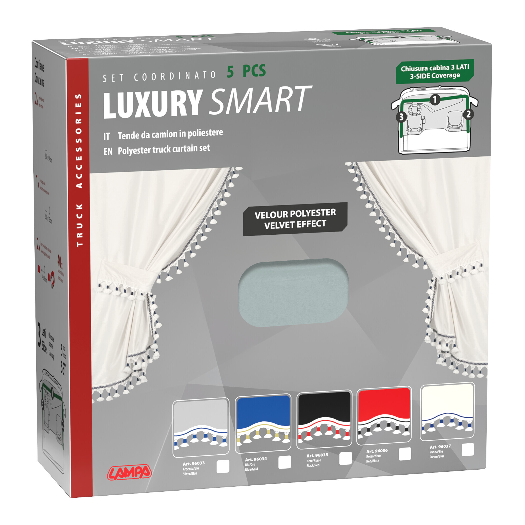Luxury Smart, set tende in poliestere per camion - Argento/Blu - immagine 6