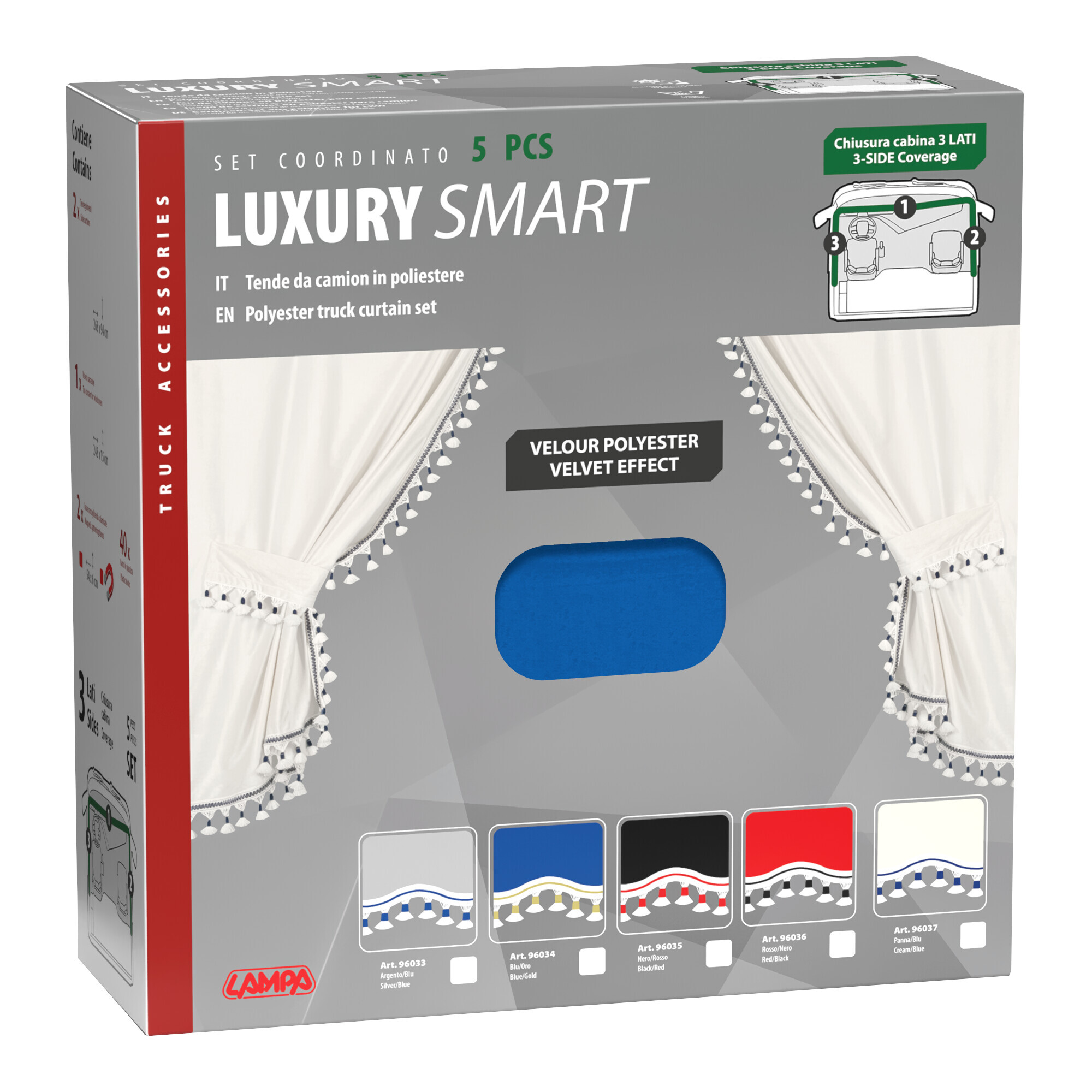 Luxury Smart, set tende in poliestere per camion - Blu/Oro - immagine 6