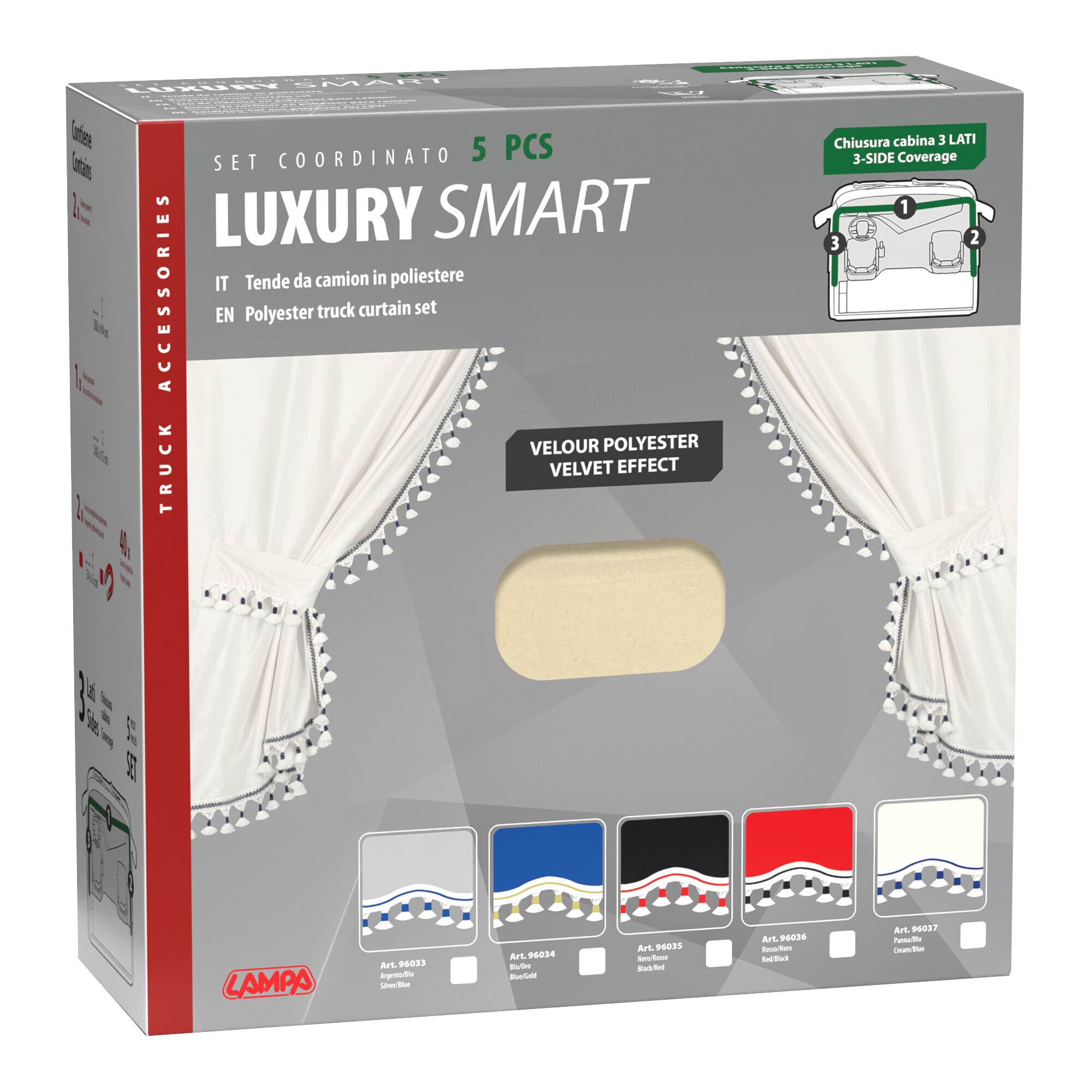Luxury Smart, set tende in poliestere per camion - Panna/Blu - immagine 8