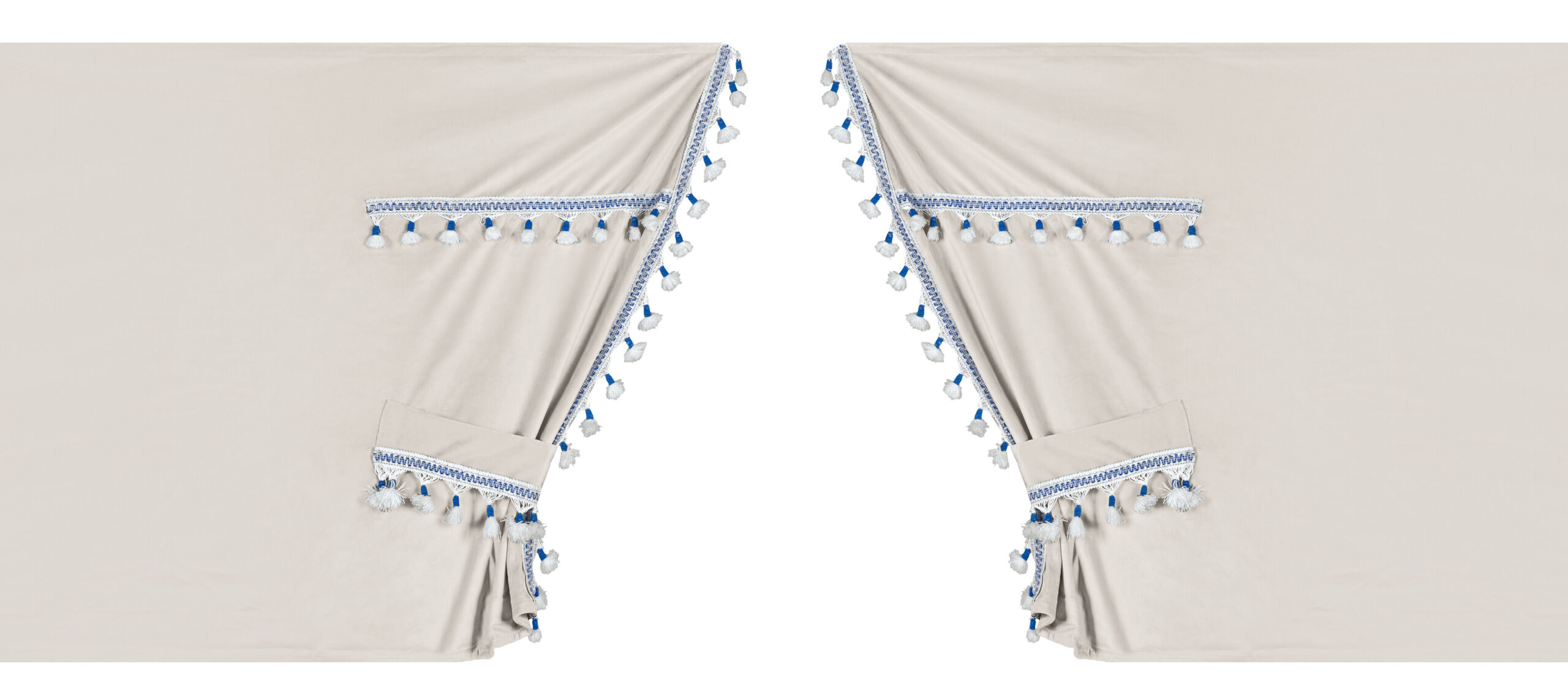 Luxury Smart, set tende in poliestere per camion - Panna/Blu