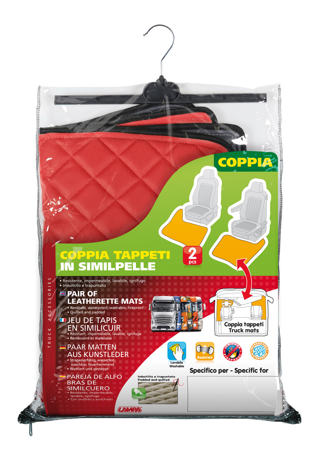 Coppia tappeti in Skeentex - Rosso - compatibile per Daf XF 105 (02/04>12/14) - immagine 4