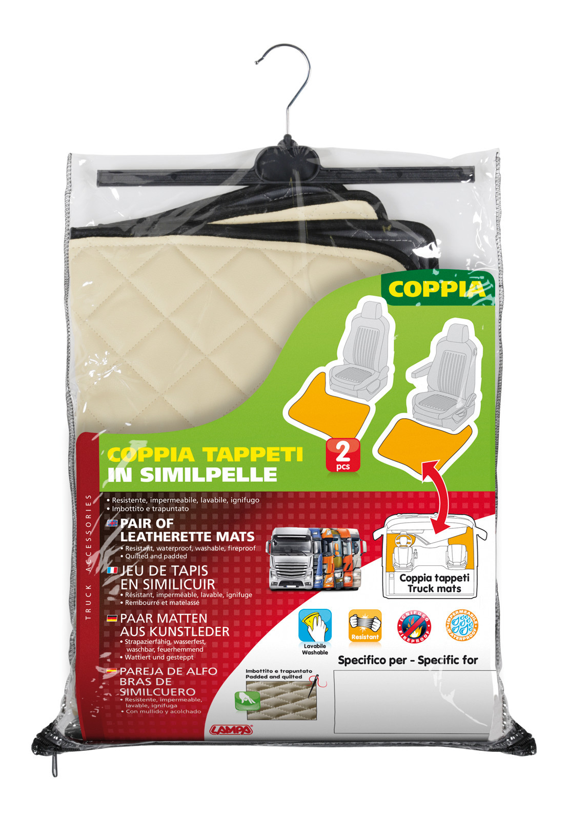 Coppia tappeti in Skeentex - Panna - compatibile per Daf XF 105 (02/04>12/14) - immagine 4