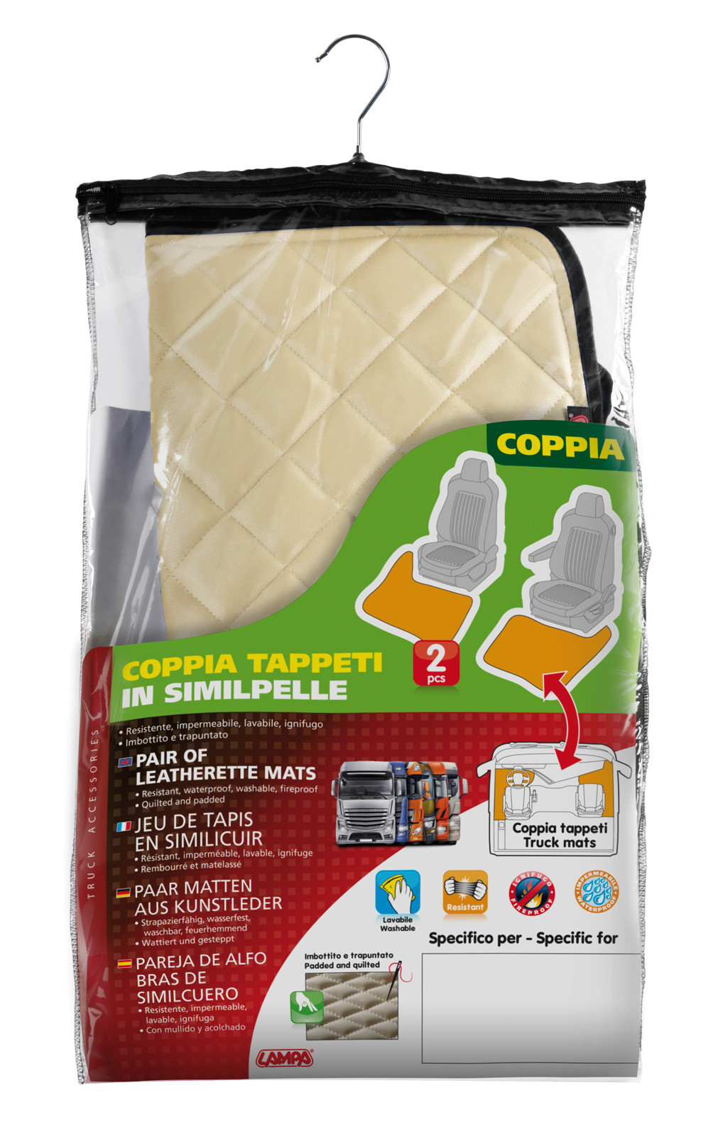 Coppia tappeti in Skeentex - Panna - compatibile per Iveco Stralis (08/02>12/12) - Iveco Stralis (07/12>12/19) - Iveco Stralis Hi-Way (07/12>08/16) - Iveco Stralis XP (09/16>12/19) - immagine 2