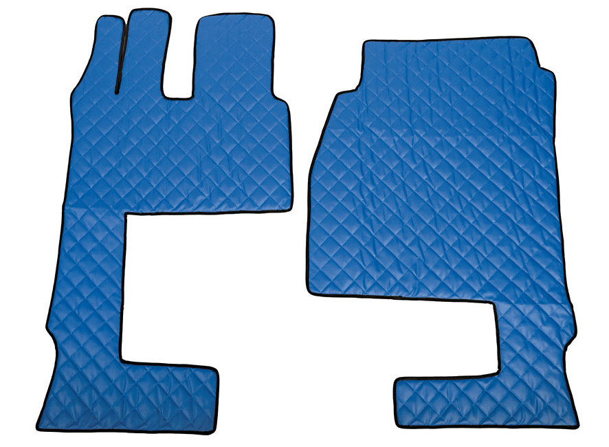 Coppia tappeti in Skeentex - Blu - compatibile per Mercedes Actros MP4 (09/11>09/19) cabina larga, sedile pass. pieghevole, tunnel - Mercedes Actros MP5 (10/19>) cabina larga, sedile pass. pieghevole, tunnel - Mercedes Actros MP5 L (11/21>) cabina larga, sedile pass. pieghevole, tunnel