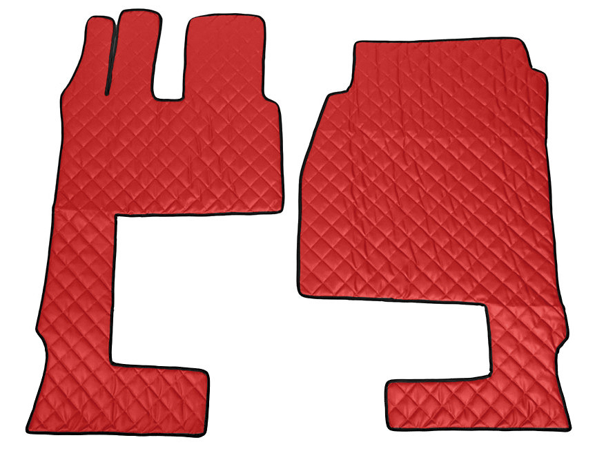 Coppia tappeti in Skeentex - Rosso - compatibile per Mercedes Actros MP4 (09/11>09/19) cabina larga, sedile pass. pieghevole, tunnel - Mercedes Actros MP5 (10/19>) cabina larga, sedile pass. pieghevole, tunnel - Mercedes Actros MP5 L (11/21>) cabina larga, sedile pass. pieghevole, tunnel