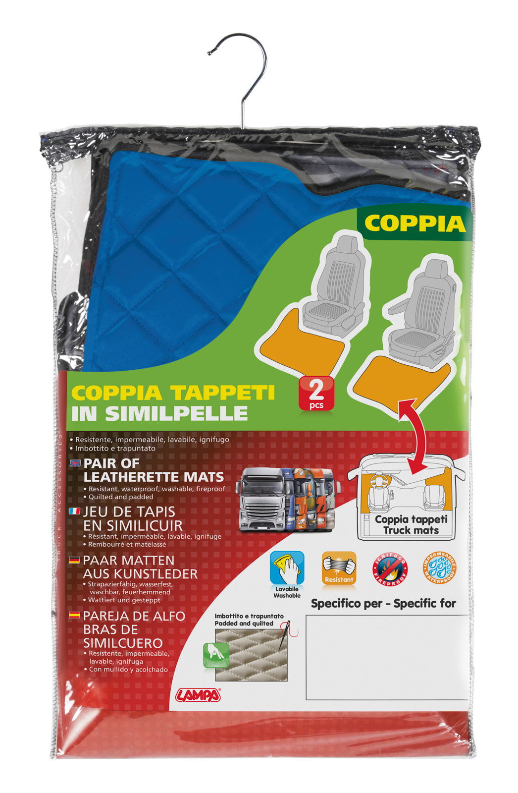 Coppia tappeti in Skeentex - Blu - compatibile per Renault Premium 2 (09/05>12/13) - immagine 2