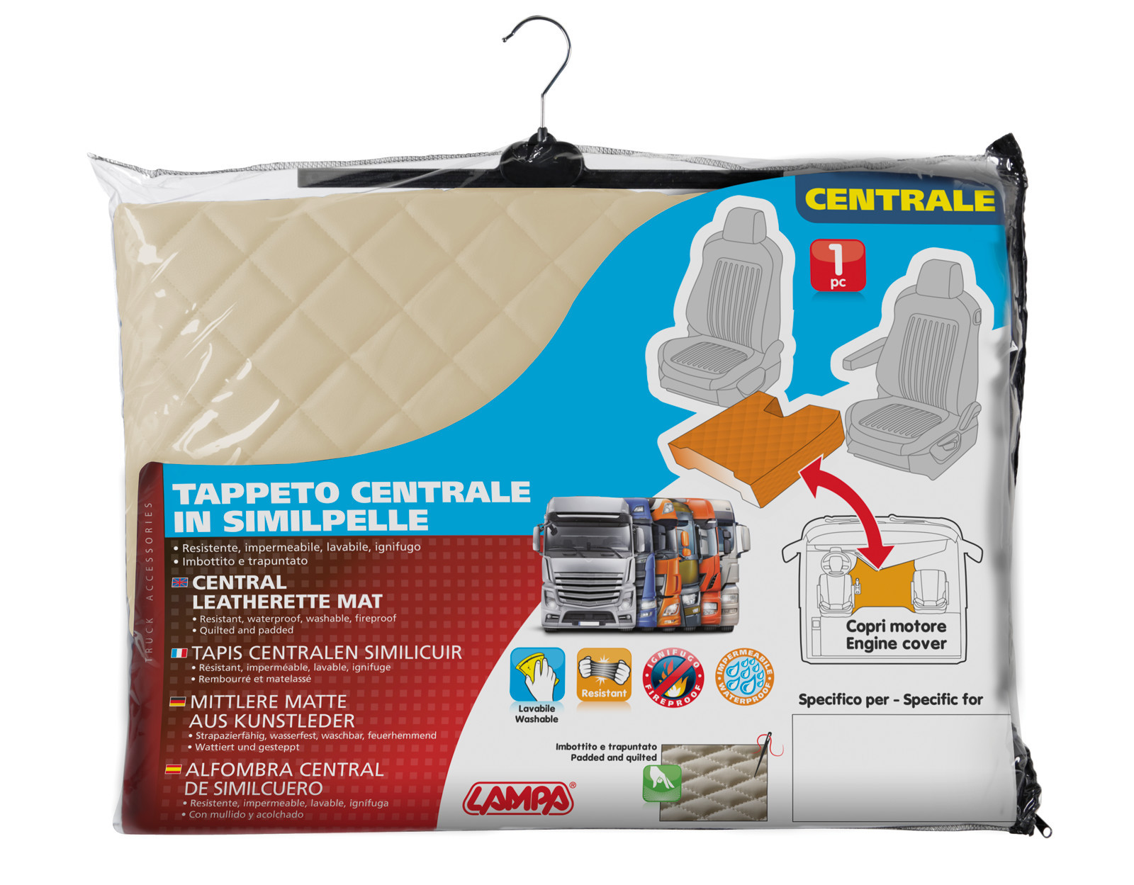 Tappeto centrale in Skeentex - Panna - compatibile per Volvo FH Serie 3 (08/02>08/12) automatico, senza p.oggetti centrale - immagine 2