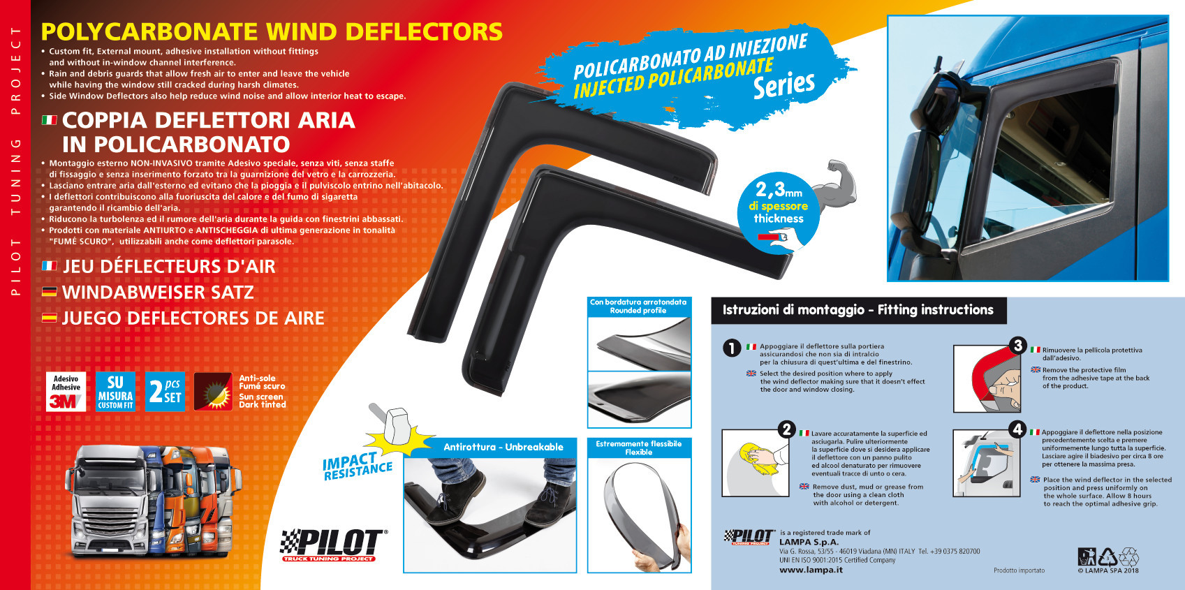 Set deflettori aria in policarbonato - compatibile per Daf XF 105 (02/04>12/14) - Daf XF 95 (11/01>12/07) - immagine 6