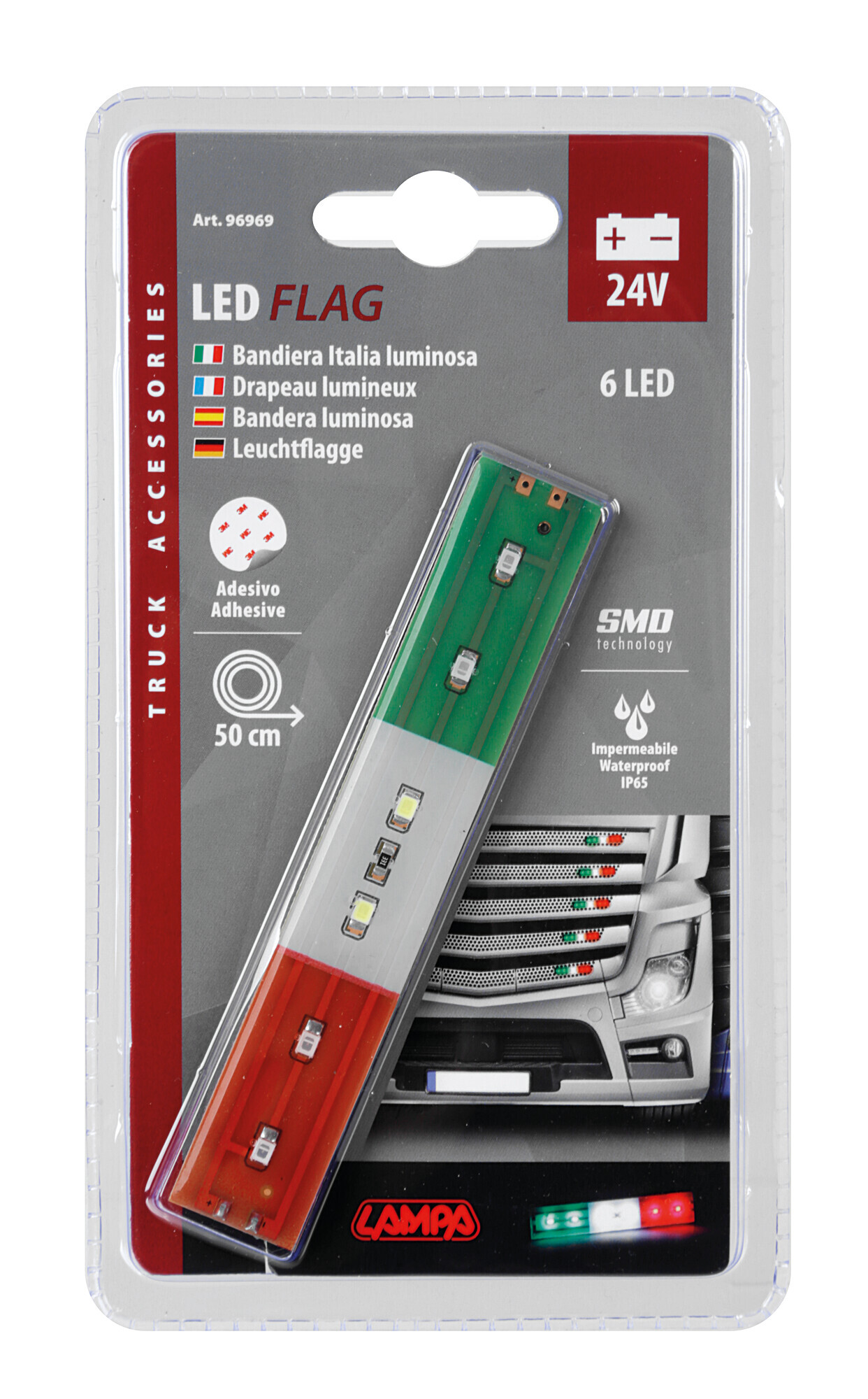 Bandiera Italia luminosa a 6 led, 24V - immagine 6