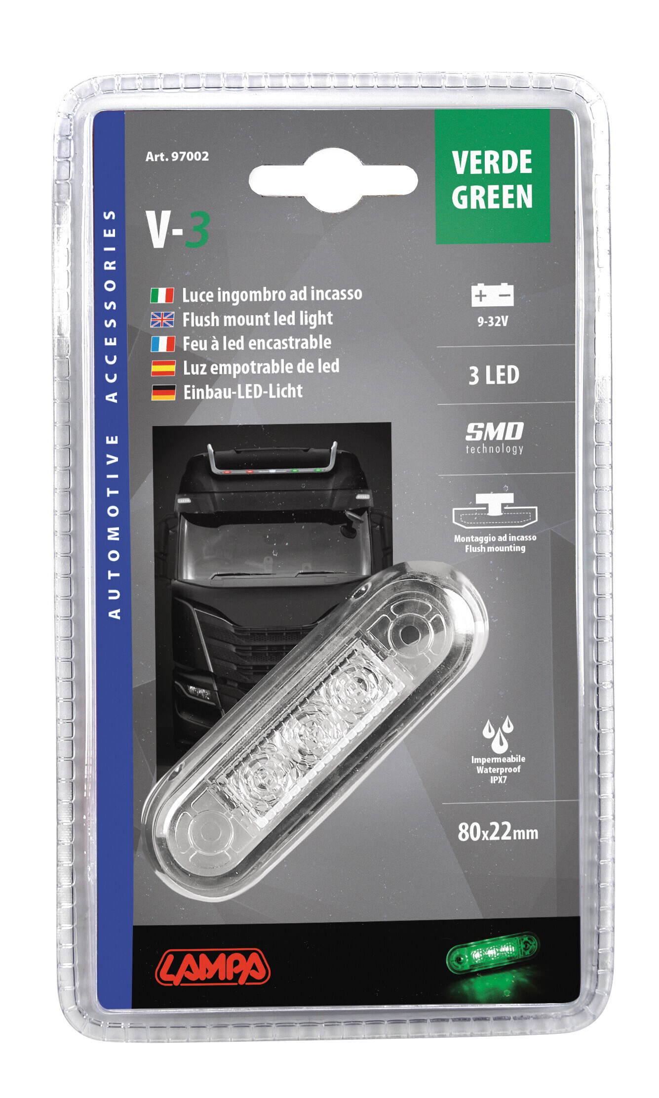 Luce decorativa - 3 Led - 12/24V - Verde - immagine 5