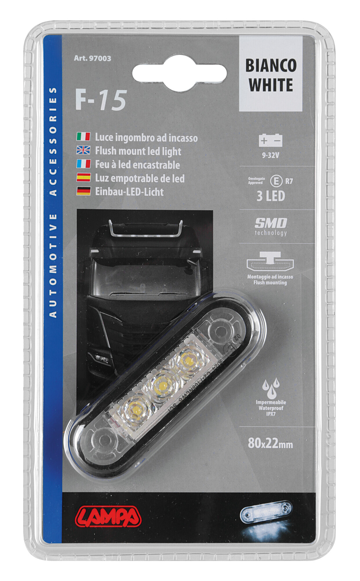Luce ingombro - 3 Led - 12/24V - Bianco - immagine 6