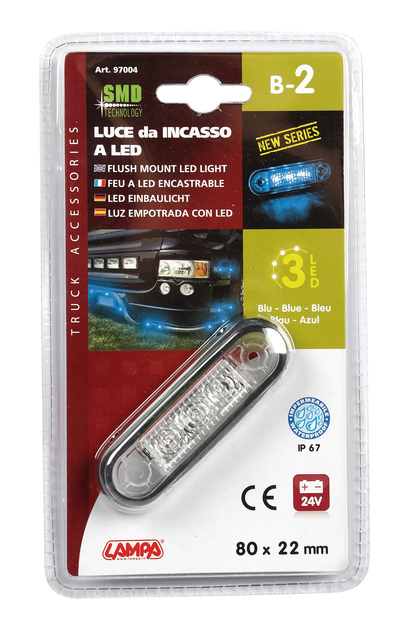 Luce decorativa - 3 Led - 12/24V - Blu - immagine 5