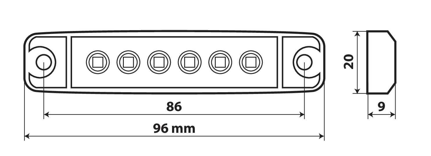 Luce ingombro - 6 Led - 12/24V - Bianco - immagine 5