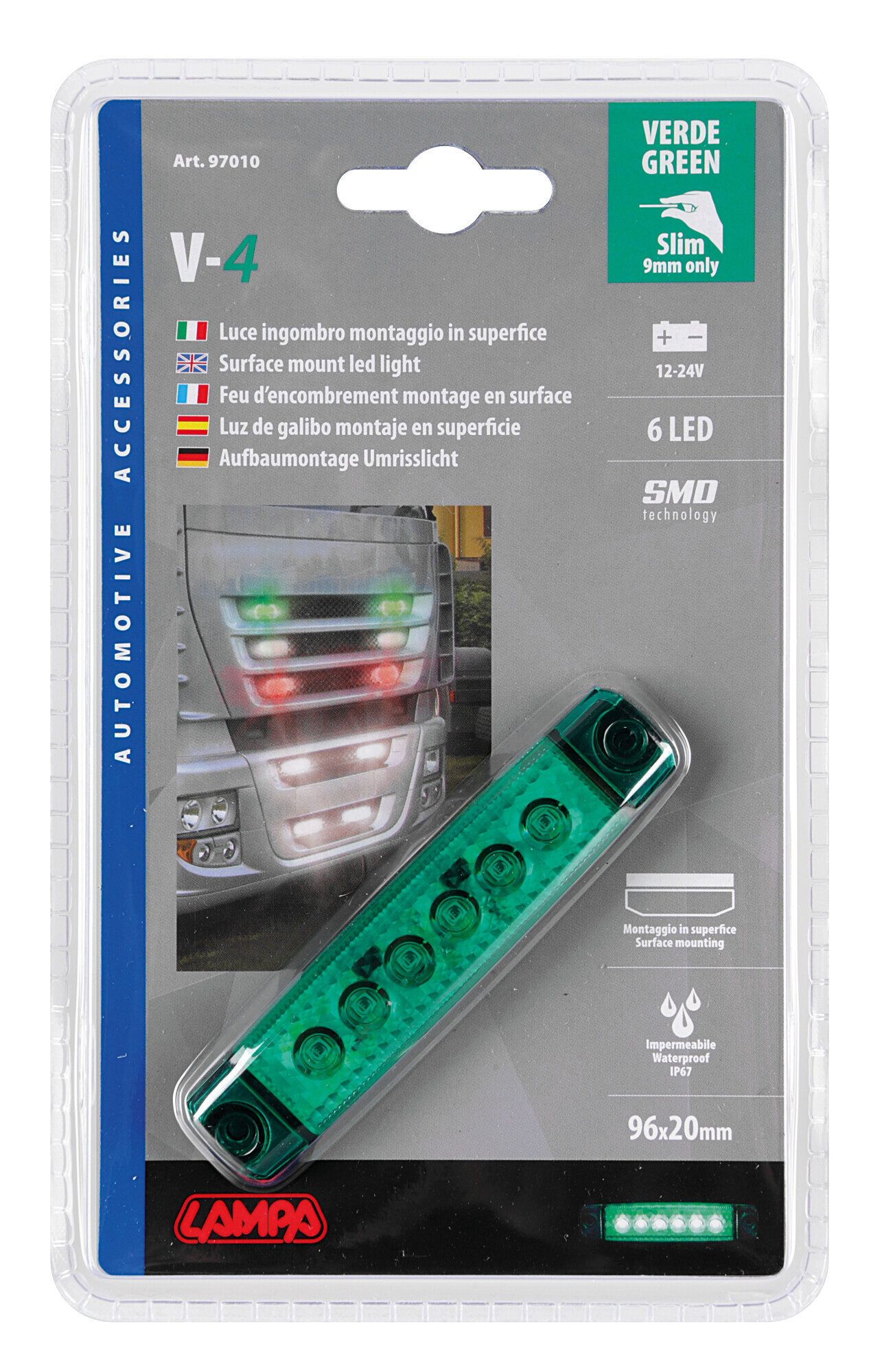 Luce decorativa - 6 Led - 12/24V - Verde - immagine 5