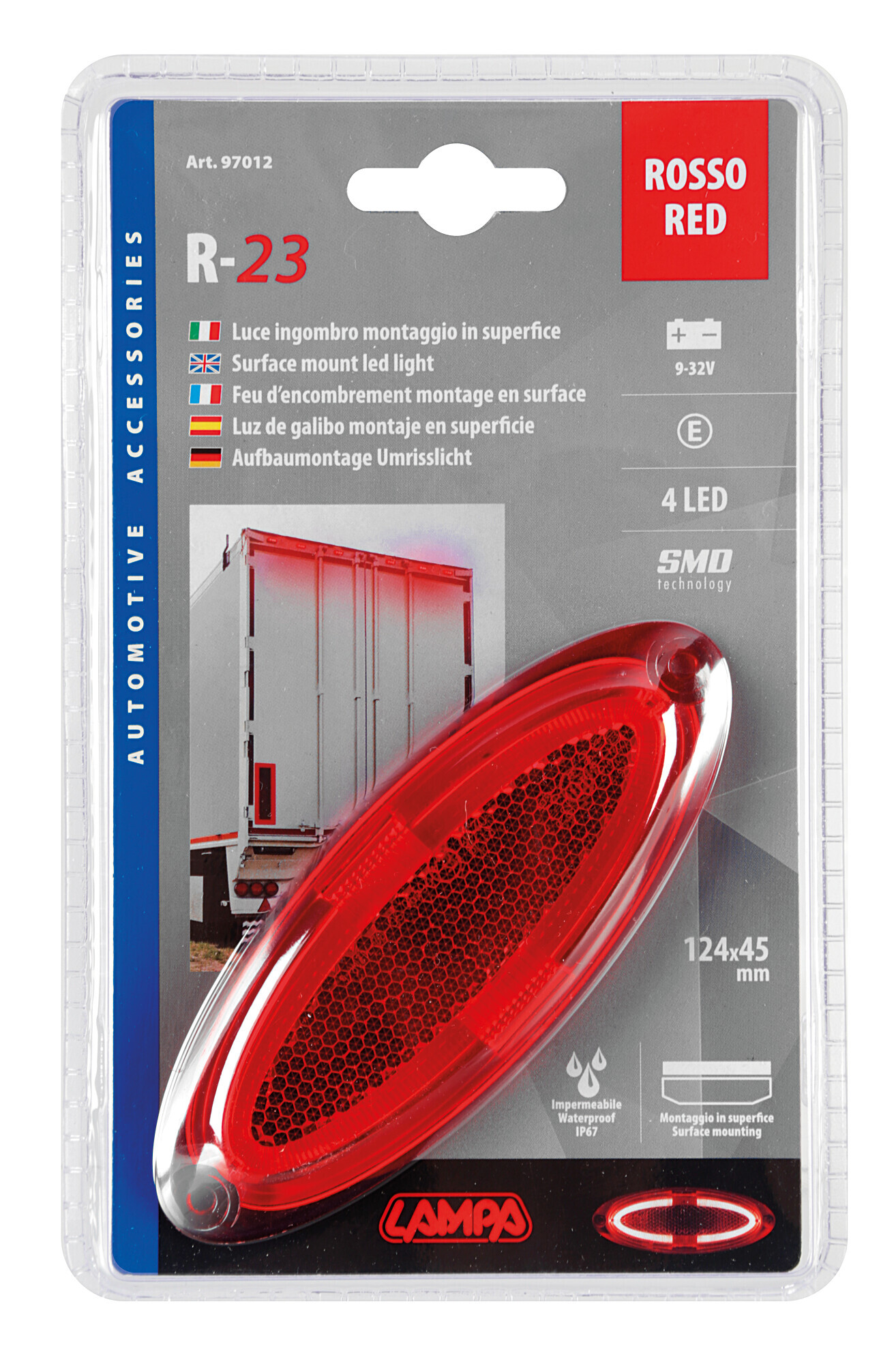Luce ingombro - 4 Led - 12/24V - Rosso - immagine 5