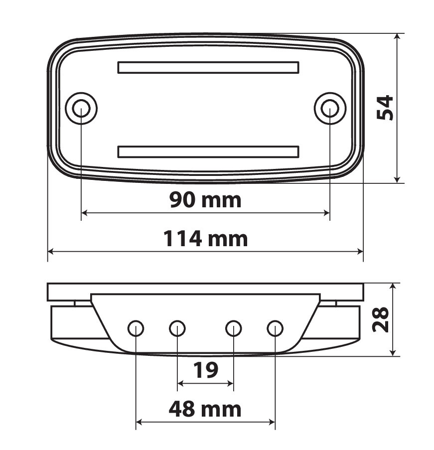 Luce ingombro con catarifrangente e staffa - 2 Led - 12/24V - Arancio - immagine 3