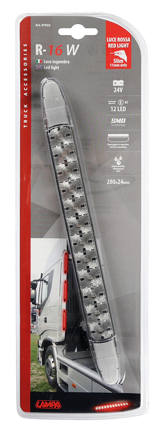Luce ingombro - 12 Led - 24V - Rosso - immagine 4