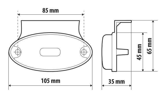 Luce ingombro con catarifrangente e staffa - 3 Led - 12/24V - Arancio - immagine 4
