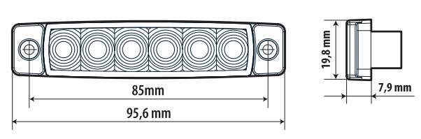 Luce ingombro - 6 Led - 12/24V - Arancio - immagine 4