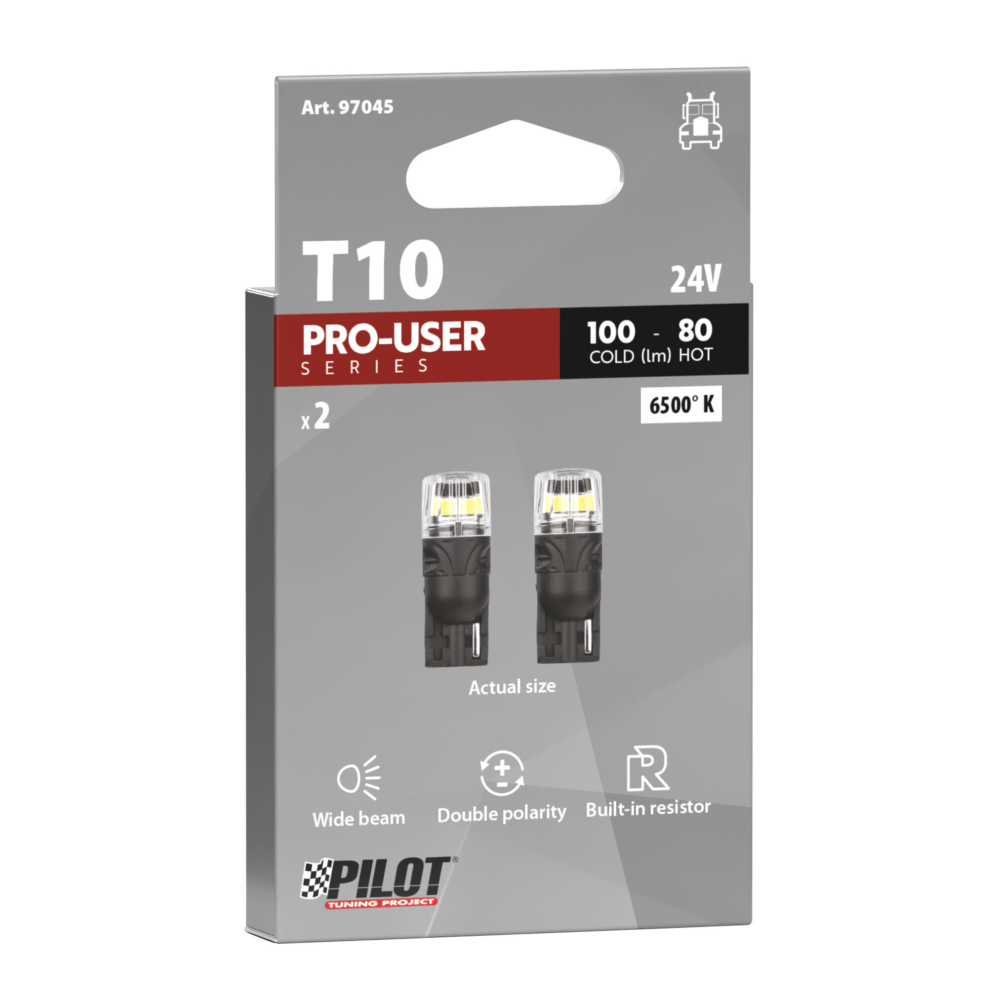 24V Pro-User Series - (T10) - W2,1x9,5d - 2 pz - Scatola - Bianco - Doppia polarità - Resistenza incorporata - immagine 3