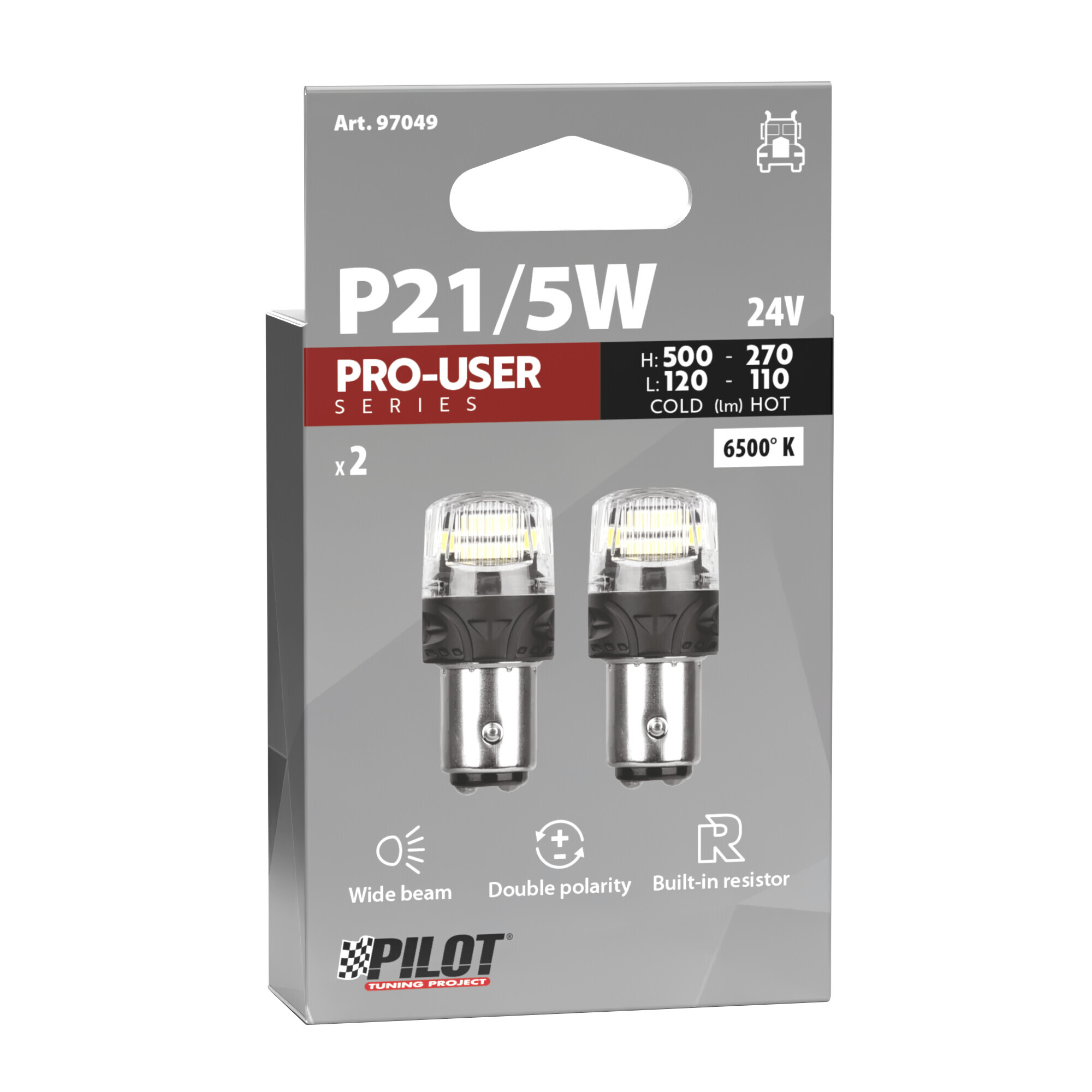 24V Pro-User Series - (P21/5W) - BAY15d - 2 pz - Scatola - Bianco - Doppia polarità - Resistenza incorporata - immagine 3