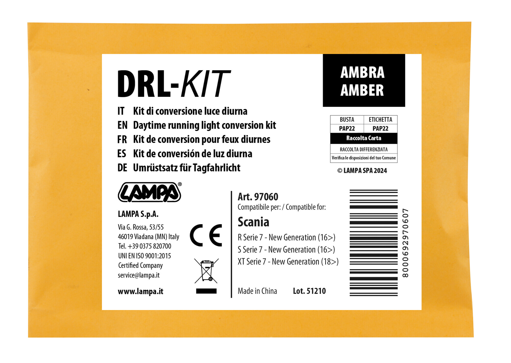 DRL-KIT, Kit di conversione luce diurna - Ambra - compatibile per Scania R Serie 7 - New Generation (11/16>02/25) - Scania S Serie 7 - New Generation (11/16>) - Scania XT Serie 7 - New Generation (01/18>) - immagine 2