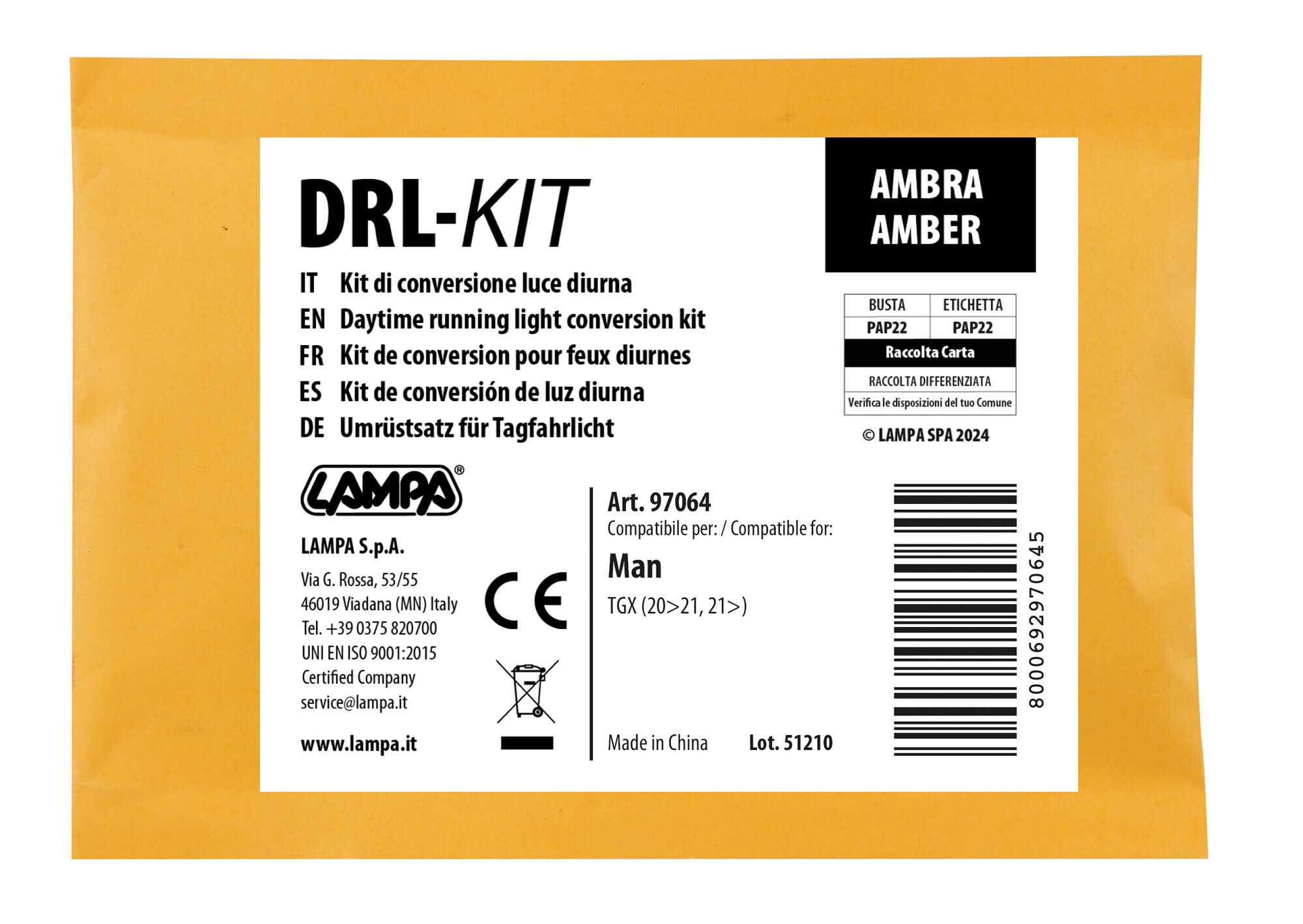 DRL-KIT, Kit di conversione luce diurna - Ambra - compatibile per Man TGX (07/20>) - immagine 3