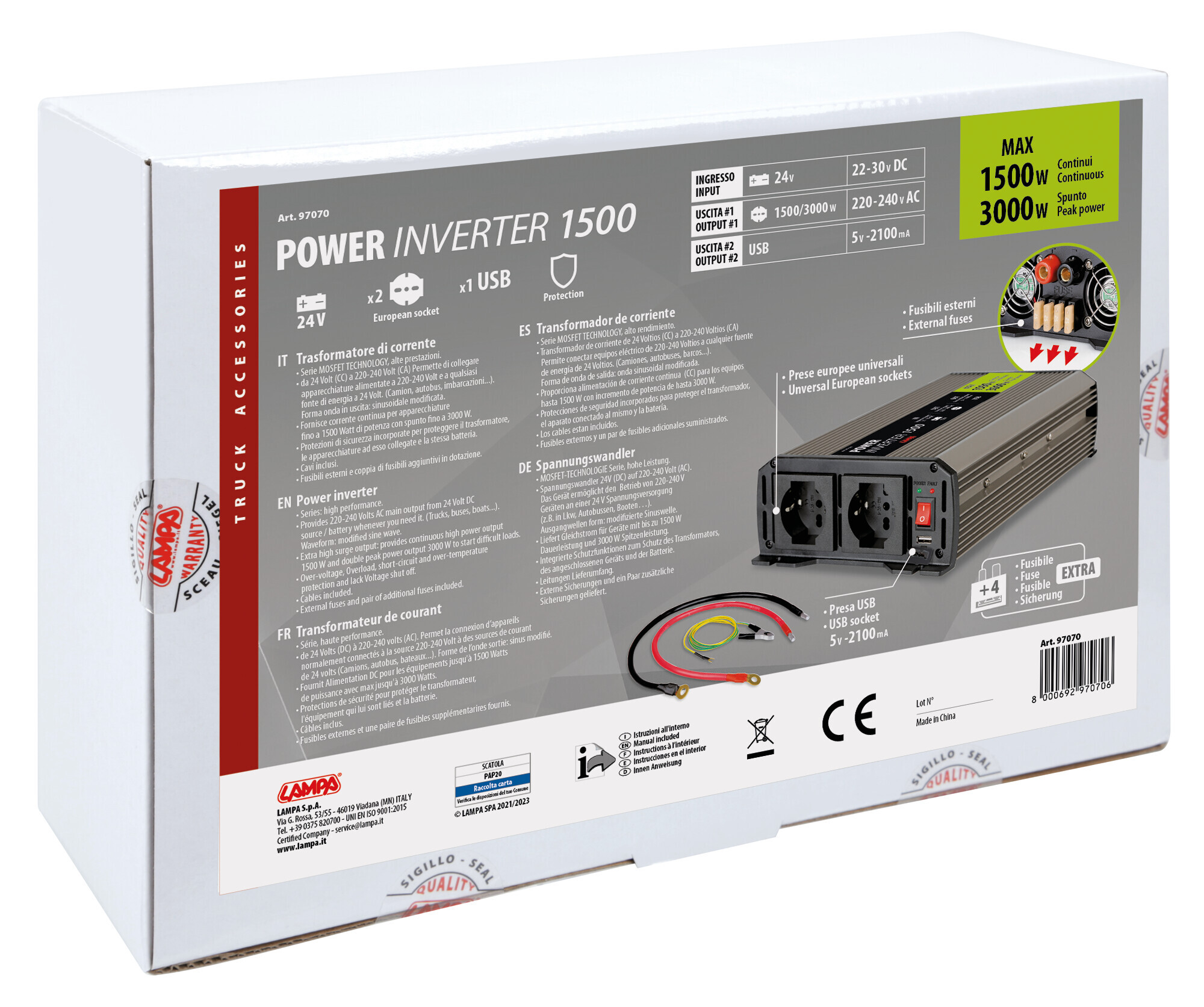 Power Inverter 1500, trasformatore 24V > 220V - immagine 10
