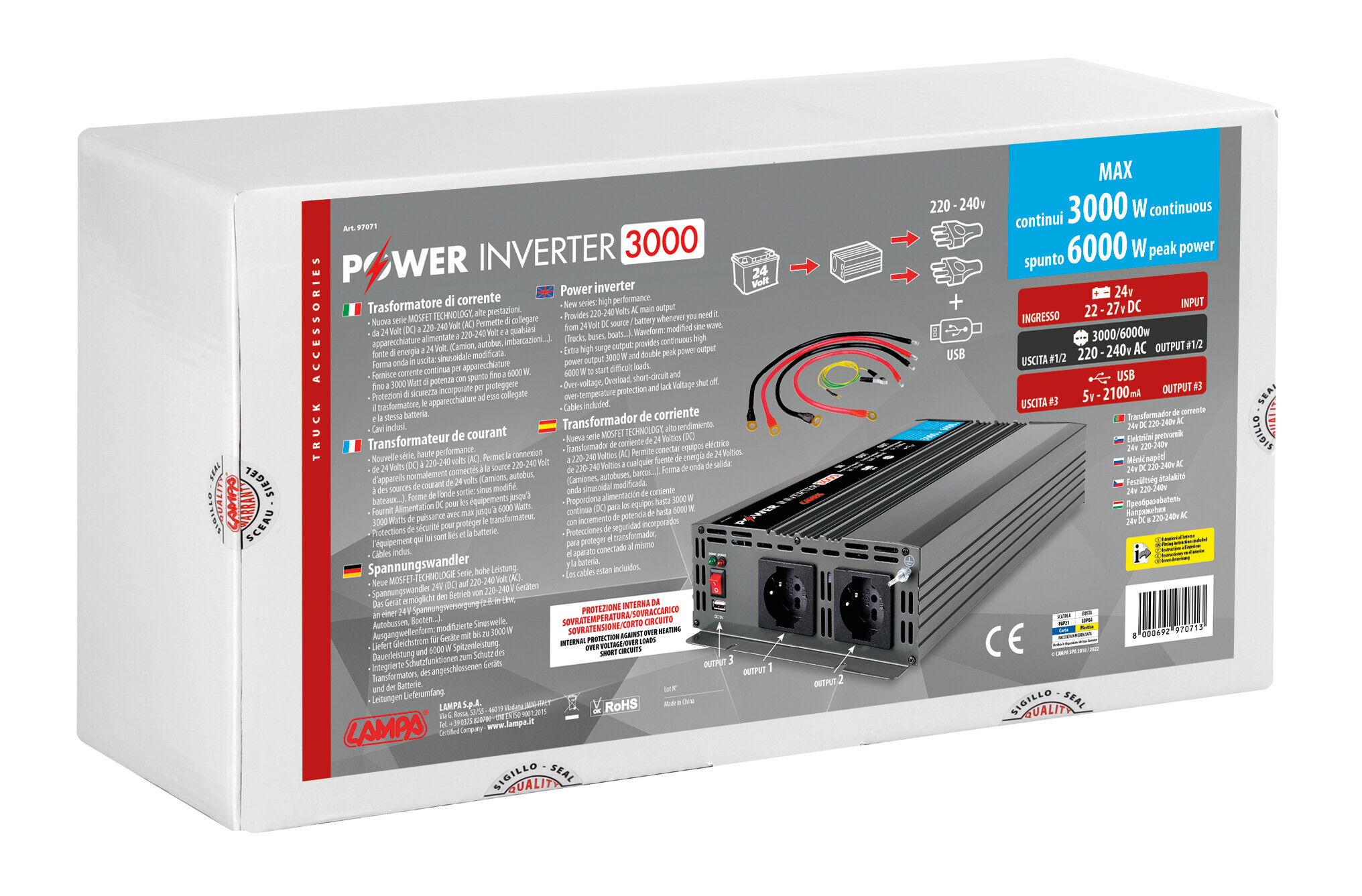 Power Inverter 3000, trasformatore 24V > 220V - immagine 6