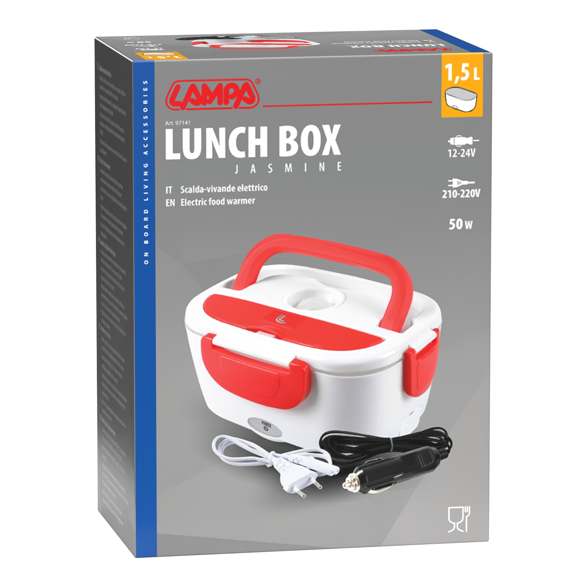 Lunch-Box, scalda-vivande elettrico - 1,5 L - 12/24V+220V - 50W - immagine 3
