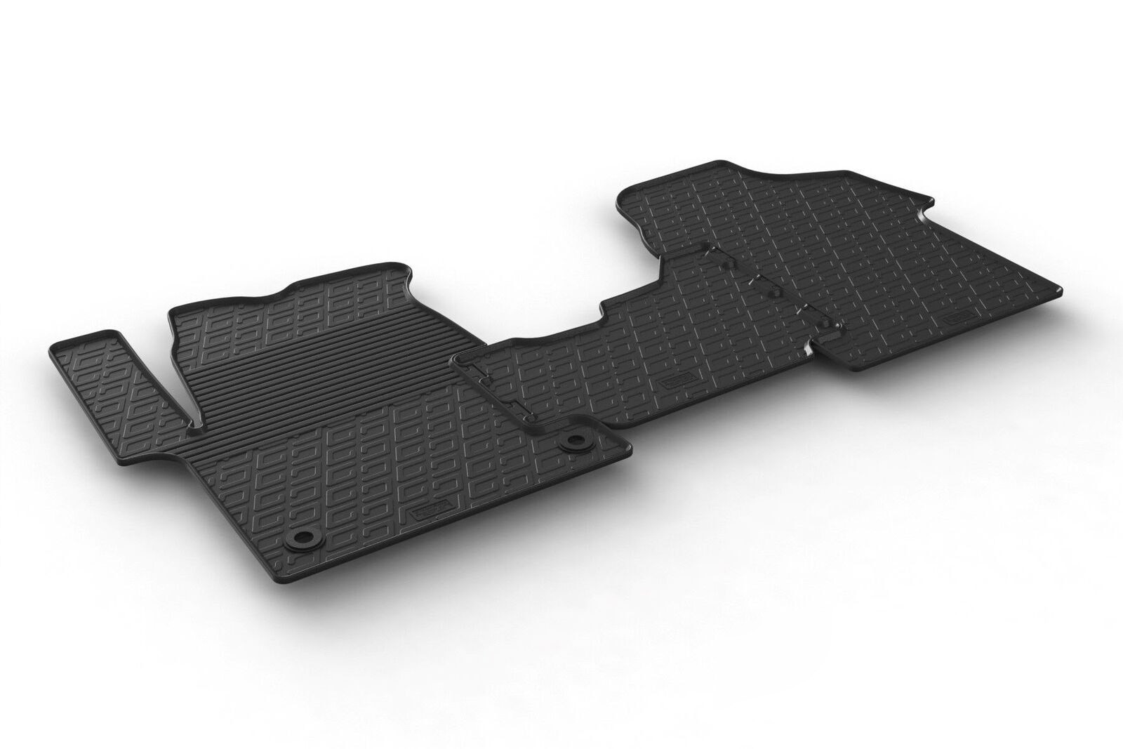 Set tappeti su misura in gomma - compatibile per Citroen Jumpy (04/16>) - Citroen SpaceTourer (06/16>) versione Van - Opel Vivaro (03/19>) - Peugeot Expert (04/16>) - Peugeot Traveller (06/16>) versione Van - Toyota Proace (04/16>04/20) versione Van - Toyota Proace Verso (05/16>05/19) versione Van - Fiat Scudo (01/22>) 3 posti - Toyota Proace (05/20>) versione Van - Toyota Proace Verso (06/19>) versione Van