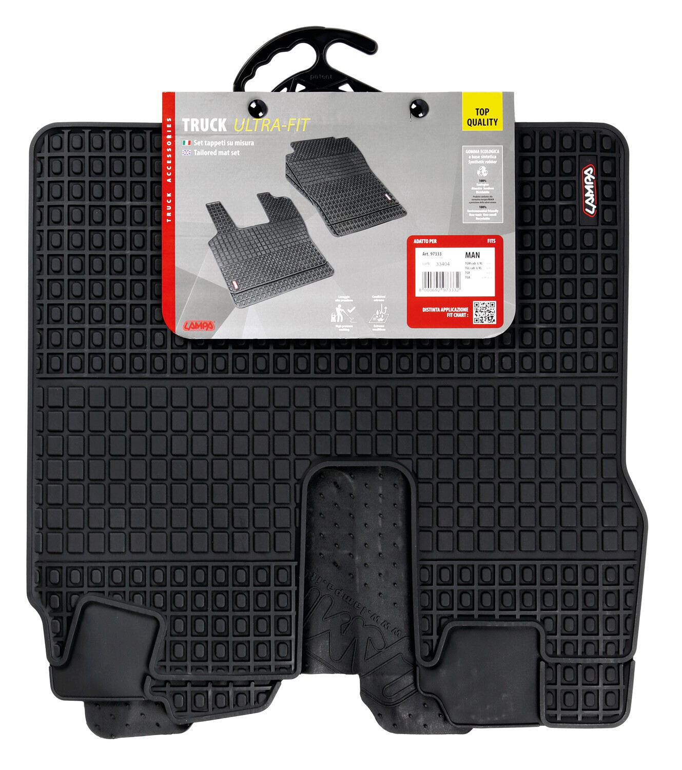 Coppia tappeti su misura in Eco Gomma - compatibile per Man TGA (03/99>05/10) - Man TGL (05/05>10/21) cabina L/XL - Man TGM (10/05>10/21) cabina L/XL - Man TGX (09/07>10/21) - Man TGL (11/21>) cabina L/XL - Man TGM (11/21>) cabina L/XL - Man TGX (11/21>) - immagine 2