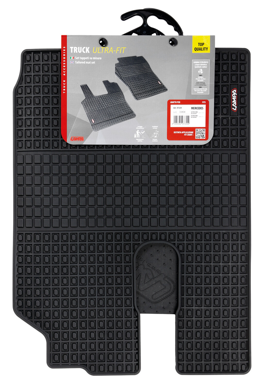 Coppia tappeti su misura in Eco Gomma - compatibile per Mercedes Actros MP2 (04/03>12/08) no tunnel - Mercedes Actros MP3 (06/08>12/13) no tunnel - immagine 2