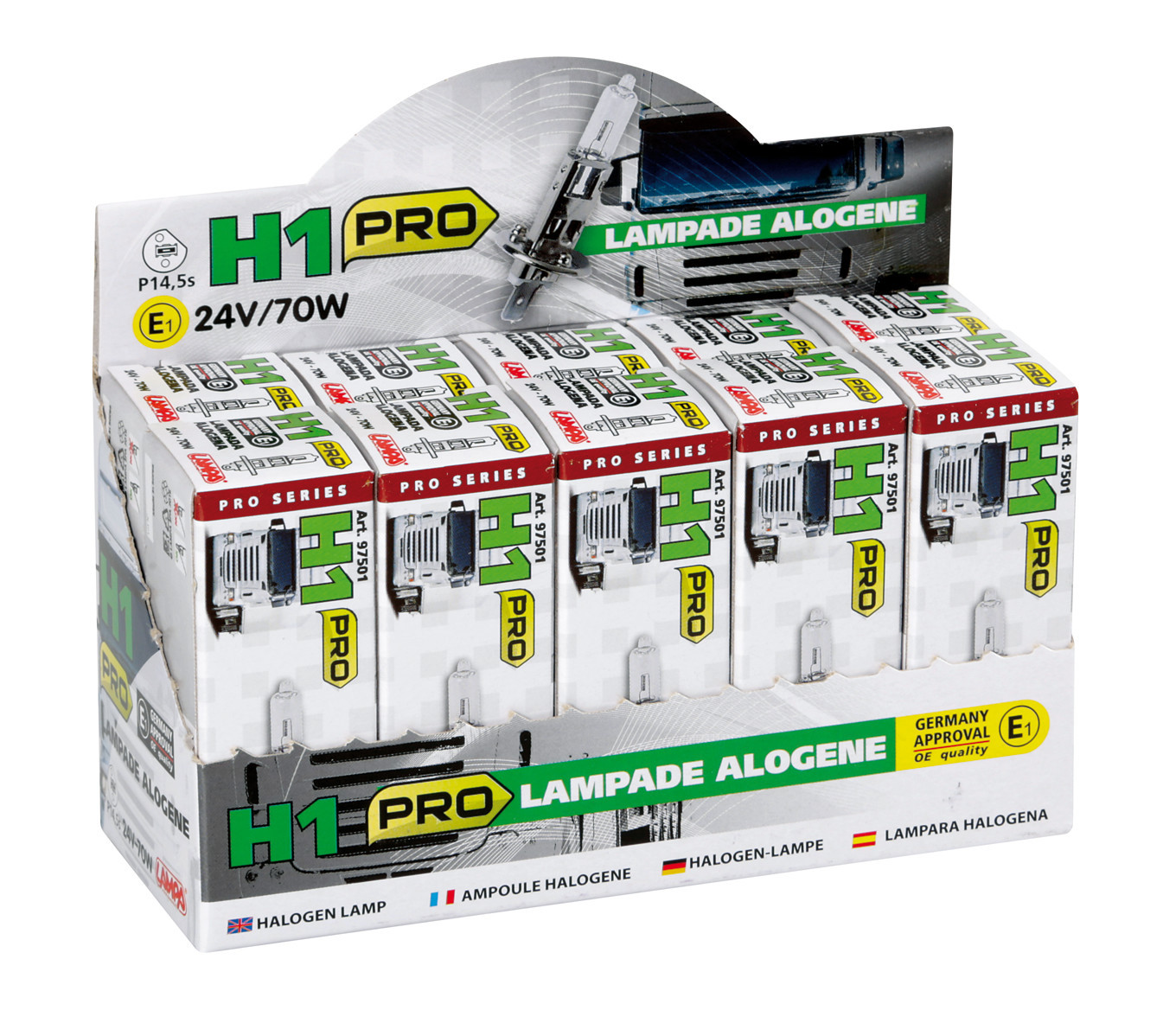 24V Lampada alogena Pro - H1 - 70W - P14,5s - 1 pz - Scatola - immagine 5