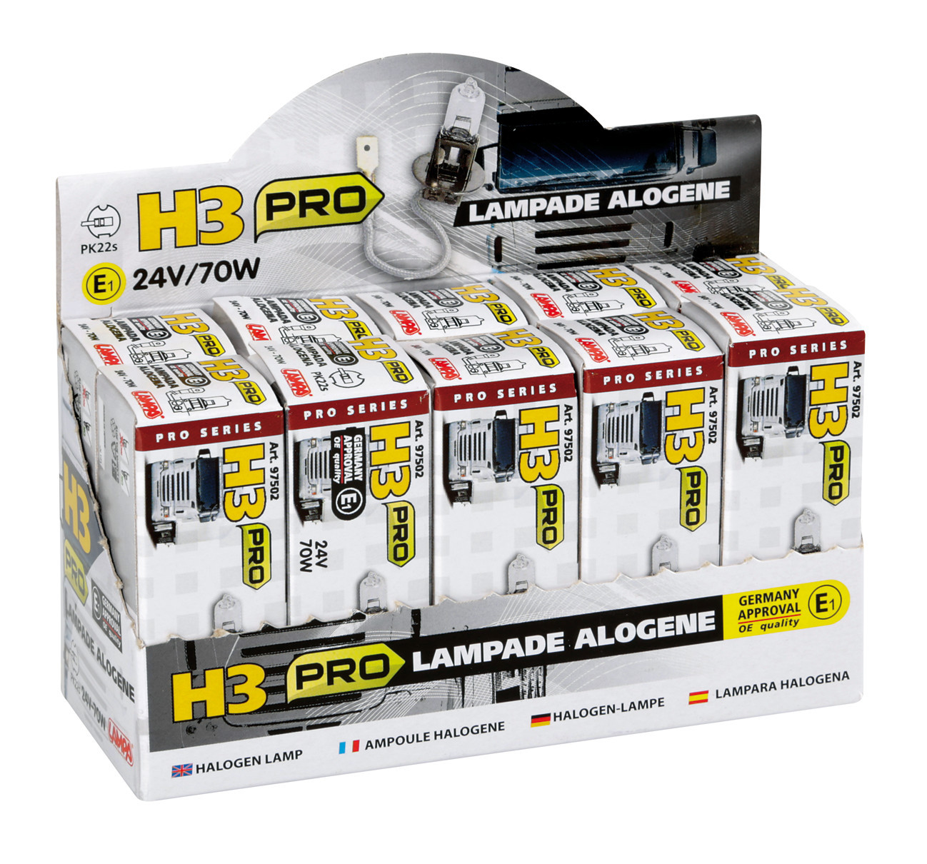 24V Lampada alogena Pro - H3 - 70W - PK22s - 1 pz - Scatola - immagine 5