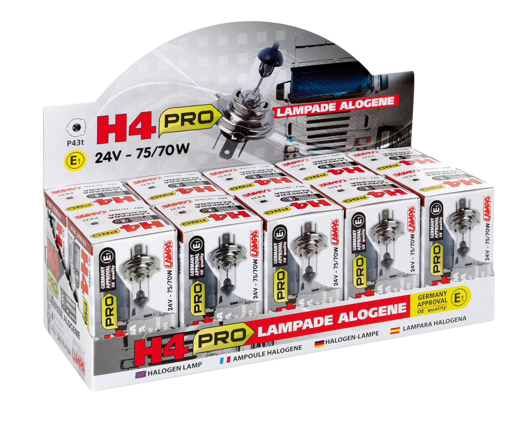 24V Lampada alogena Pro - H4 - 75/70W - P43t - 1 pz - Scatola - immagine 5