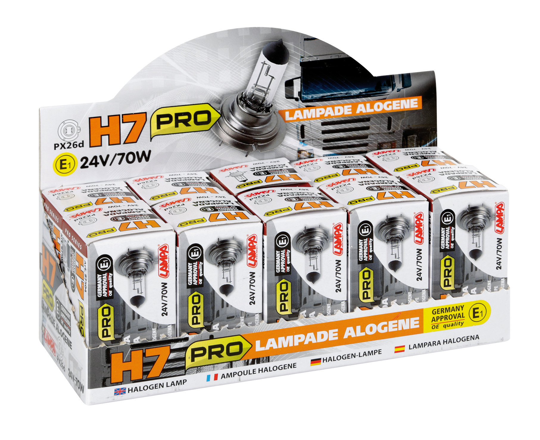 24V Lampada alogena Pro - H7 - 70W - PX26d - 1 pz - Scatola - immagine 5