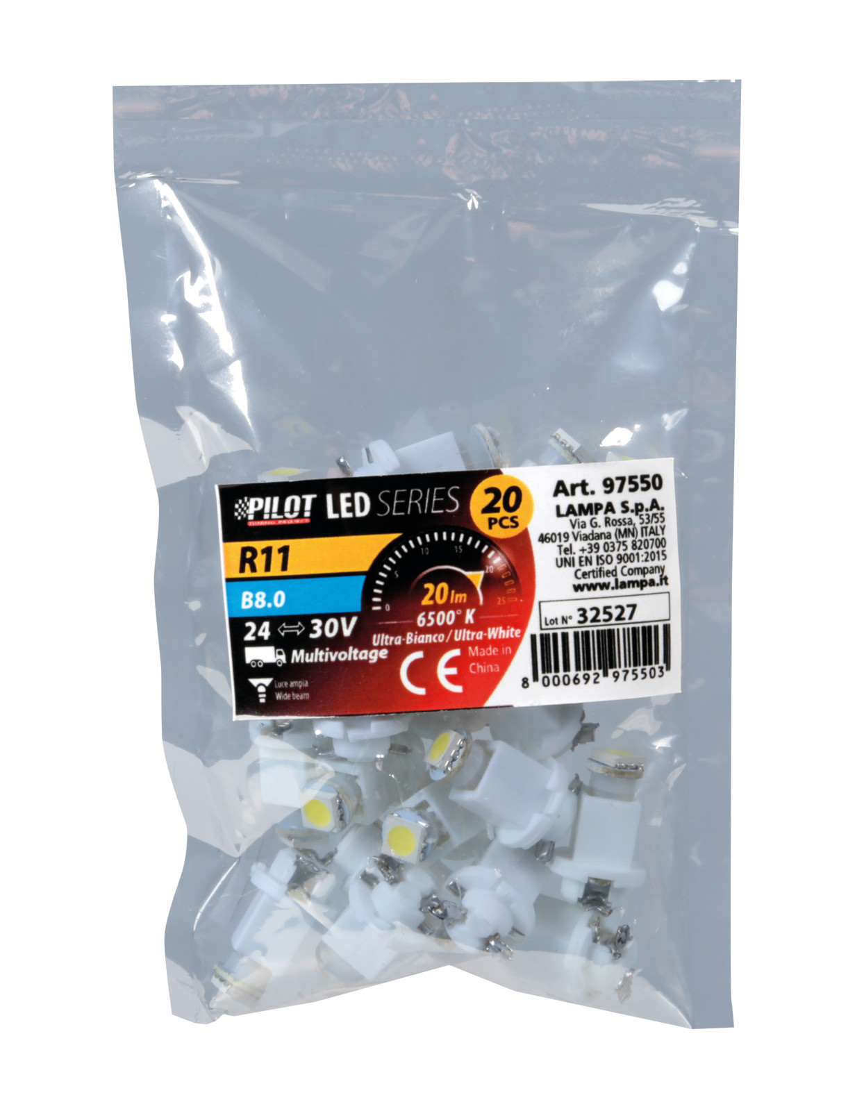 24/30V Led series - 1 Led SMD - (R11) - B8,0 - 20 pz - Busta - Bianco - immagine 4