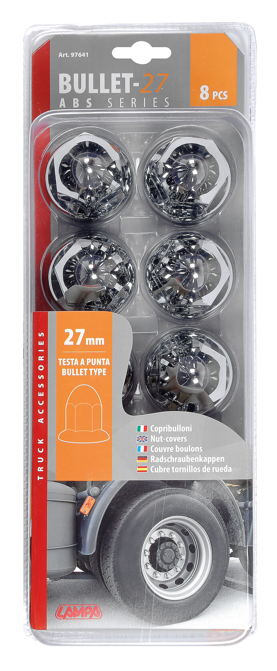 Copribulloni cromati in ABS - Ø 27 mm - Set 8 pz - immagine 4